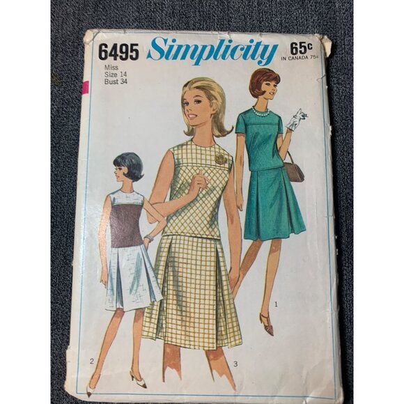 Simplicity Misses Two piece Dress Sewing Pattern sz 14 6495 - uncut - Picture 8 of 11
